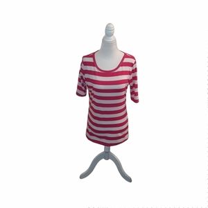 LulaRoe Medium Pink and White Striped Short-Sleeve Top